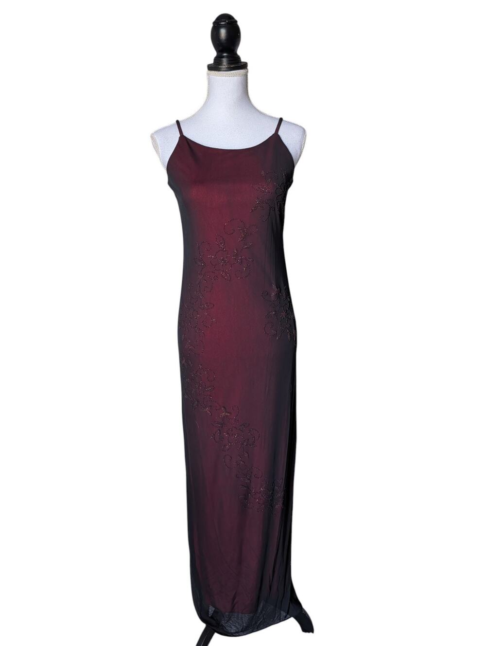 Y2K Prom Vintage 90s Goth Grunge Red Black Mesh Dress New Size Small Made in USA